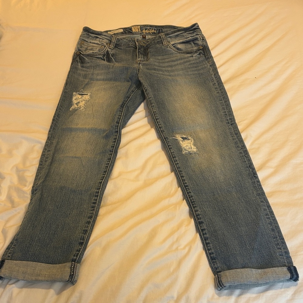 Kut from the Kloth Blue Distressed CATHERINE Boyfriend Jeans